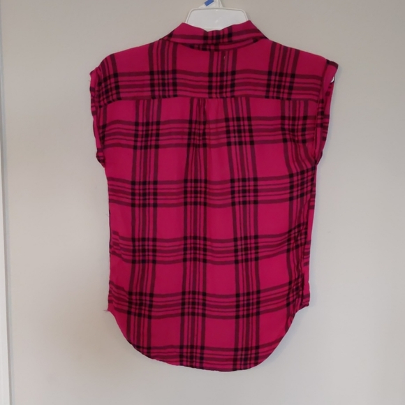 Bright Fuschia Plaid Shirt sz jr. medium. - Picture 2 of 4